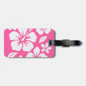 Tropische roze strandbloemen bagagelabel (Achterkant horizontaal)