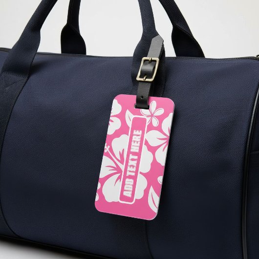 Tropische roze strandbloemen bagagelabel