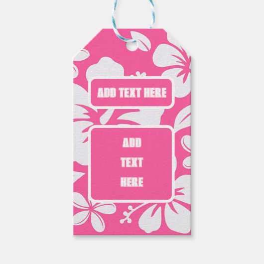 Tropische roze strandbloemen cadeaulabel (Voorkant)