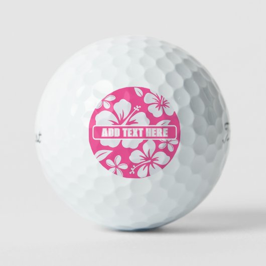 Tropische roze strandbloemen golfballen (Voorkant)