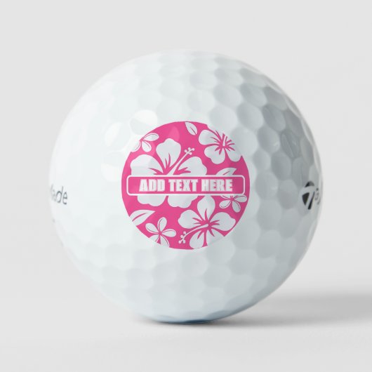 Tropische roze strandbloemen golfballen (Voorkant)