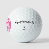 Tropische roze strandbloemen golfballen (Logo)