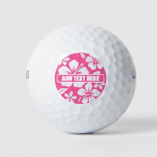 Tropische roze strandbloemen golfballen (Voorkant)