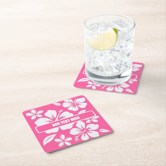 Tropische roze strandbloemen kartonnen onderzetters (Insitu)