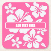 Tropische roze strandbloemen kartonnen onderzetters (Voorkant)