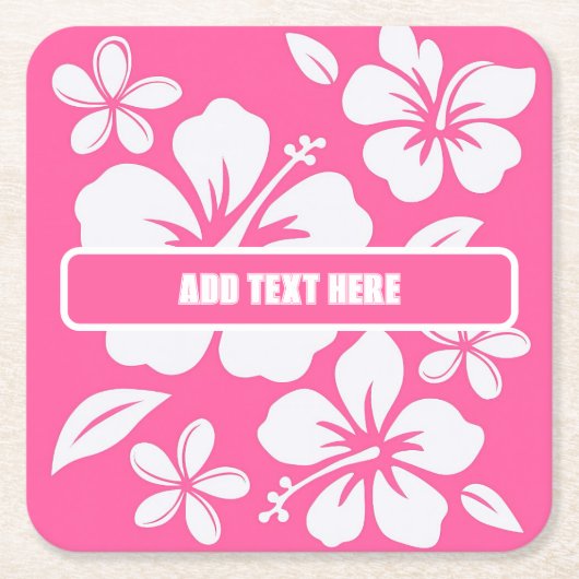 Tropische roze strandbloemen kartonnen onderzetters (Voorkant)