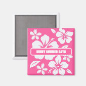 Tropische roze strandbloemen magneet (Voorkant / Achterkant)