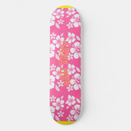 Tropische roze strandbloemen persoonlijk skateboard