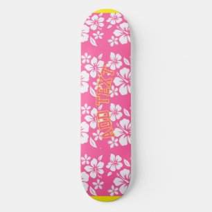 Tropische roze strandbloemen persoonlijk skateboard