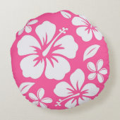 Tropische roze strandbloemen rond kussen (Achterkant)