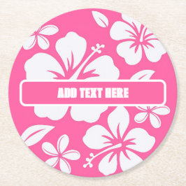 Tropische roze strandbloemen ronde kartonnen onderzetter