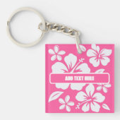 Tropische roze strandbloemen sleutelhanger (Voorkant)