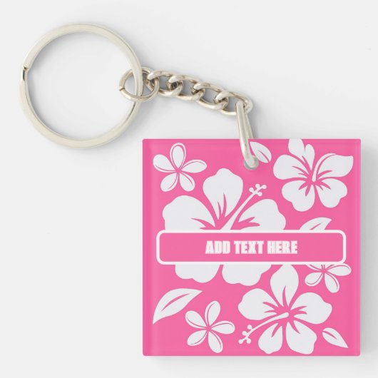Tropische roze strandbloemen sleutelhanger (Voorkant)