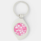 Tropische roze strandbloemen sleutelhanger (Voorkant)