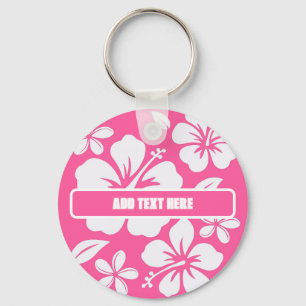 Tropische roze strandbloemen sleutelhanger