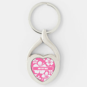 Tropische roze strandbloemen sleutelhanger