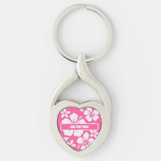 Tropische roze strandbloemen sleutelhanger (Voorkant)