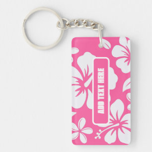 Tropische roze strandbloemen sleutelhanger