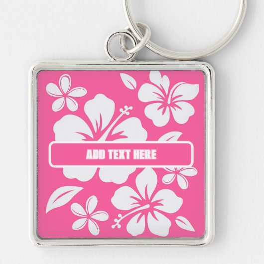 Tropische roze strandbloemen sleutelhanger (Voorkant)