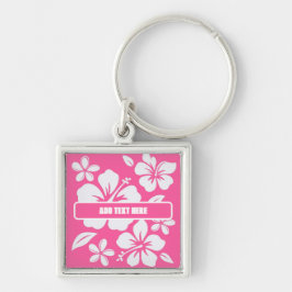 Tropische roze strandbloemen sleutelhanger