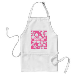 Tropische roze strandbloemen standaard schort