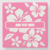 Tropische roze strandbloemen stenen onderzetter (Voorkant)