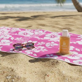 Tropische roze strandbloemen strandlaken