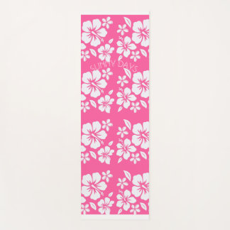 Tropische roze strandbloemen yogamat
