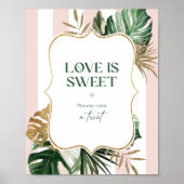 Tropische roze strepen Liefde is zoet neem een tra Poster (Voorkant)