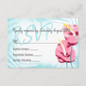 Tropische Roze Turquoise Bruiloft RSVP Advieskaart (Voorkant)