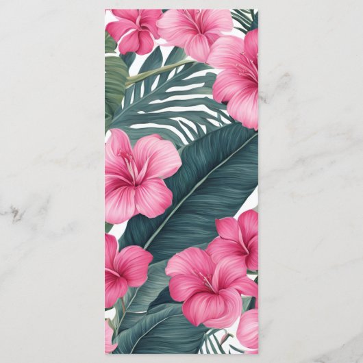 Tropische Roze Vakantie Bloemen Huwelijk Menu (Achterkant)