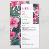 Tropische Roze Vakantie Bloemen Huwelijk Menu (Voorkant / Achterkant)