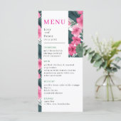 Tropische Roze Vakantie Bloemen Huwelijk Menu (Staand voorkant)