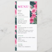 Tropische Roze Vakantie Bloemen Huwelijk Menu (Voorkant)
