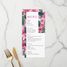 Tropische Roze Vakantie Bloemen Huwelijk Menu