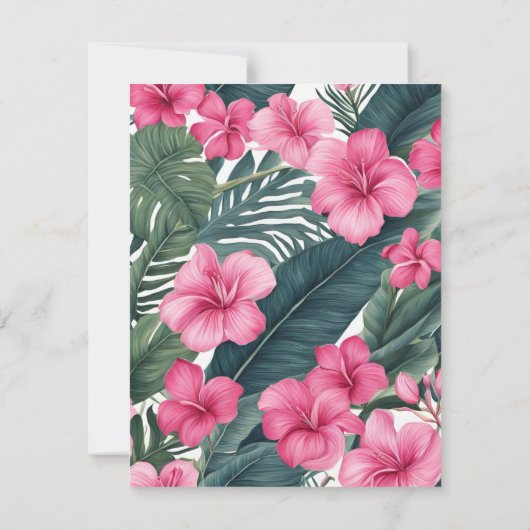 Tropische Roze Vakantie Bloemen Huwelijk RSVP Kaartje (Achterkant)