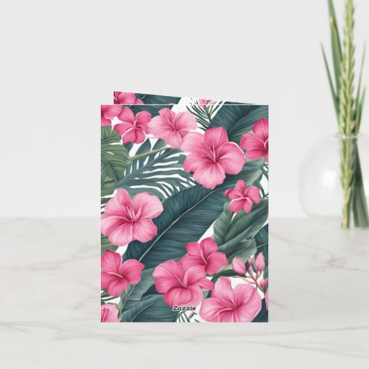 Tropische Roze Vakantie Bloemen Print Huwelijk (Achterkant)