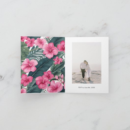 Tropische Roze Vakantie Bloemen Print Huwelijk (Binnen)