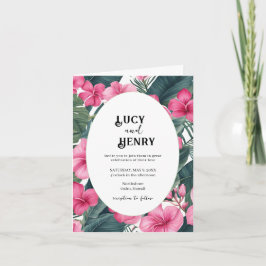 Tropische Roze Vakantie Bloemen Print Huwelijk