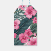 Tropische Roze Vakantie Bloemen Print Huwelijk Cadeaulabel (Achterkant)