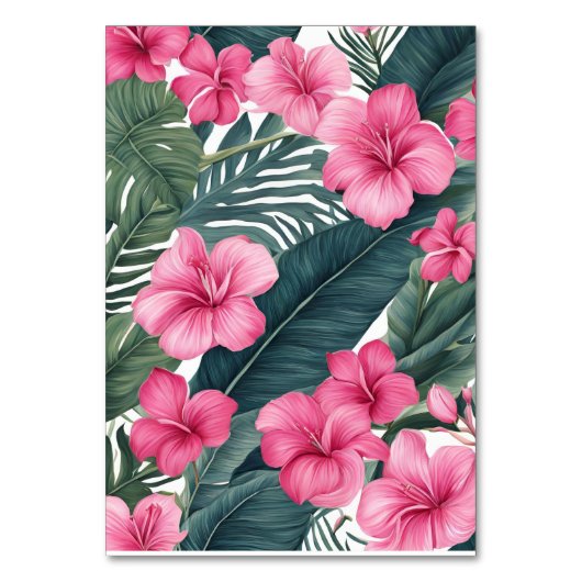 Tropische Roze Vakantie Bloemen Print Huwelijk Kaart (Achterkant)