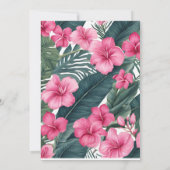 Tropische Roze Vakantie Bloemen Print Huwelijk Kaart (Achterkant)