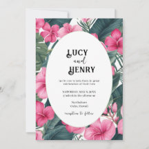 Tropische Roze Vakantie Bloemen Print Huwelijk