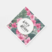 Tropische Roze Vakantie Bloemen Print Huwelijk Servet (Hoek)
