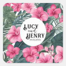 Tropische Roze Vakantie Bloemen Print Huwelijk