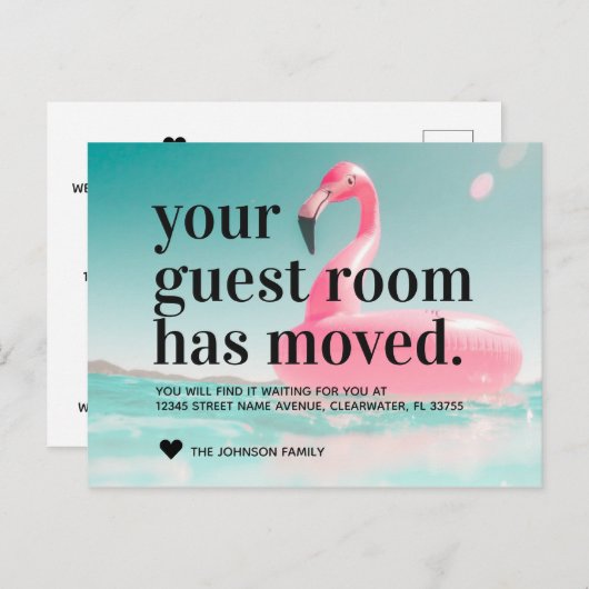 Tropische Roze Verandering van het Flamingo van he Aankondigingskaart (Voorkant / Achterkant)