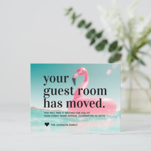 Tropische Roze Verandering van het Flamingo van he Aankondigingskaart (Staand voorkant)