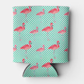 Tropische roze vlamingos met Mint Polka Dots Blikjeskoeler (Voorkant)