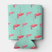 Tropische roze vlamingos met Mint Polka Dots Blikjeskoeler (Achterkant)