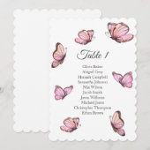 Tropische roze vlinders. Trouwstoelen grafieken Kaart (Voorkant / Achterkant)